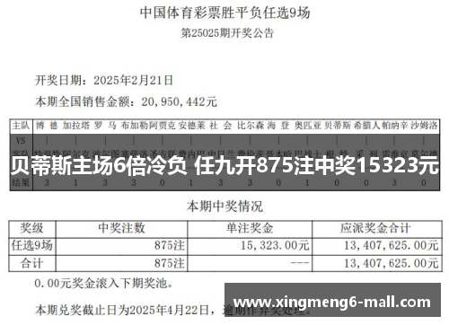 贝蒂斯主场6倍冷负 任九开875注中奖15323元